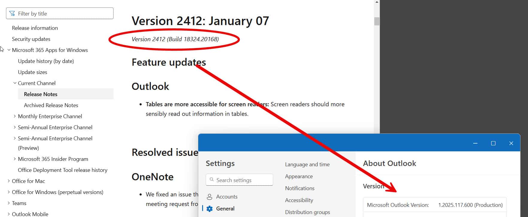 Microsoft Outlook client release