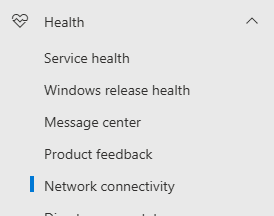 Screenprint of Microsoft Network Connectivity menu